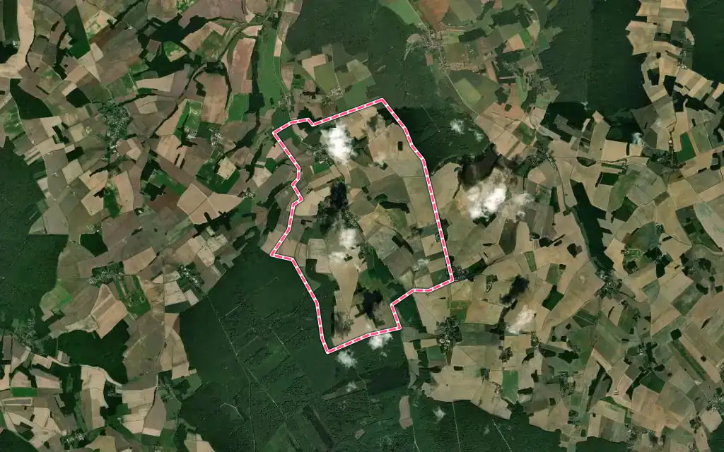 Vue satellite de Fournaudin avec ses contours administratifs