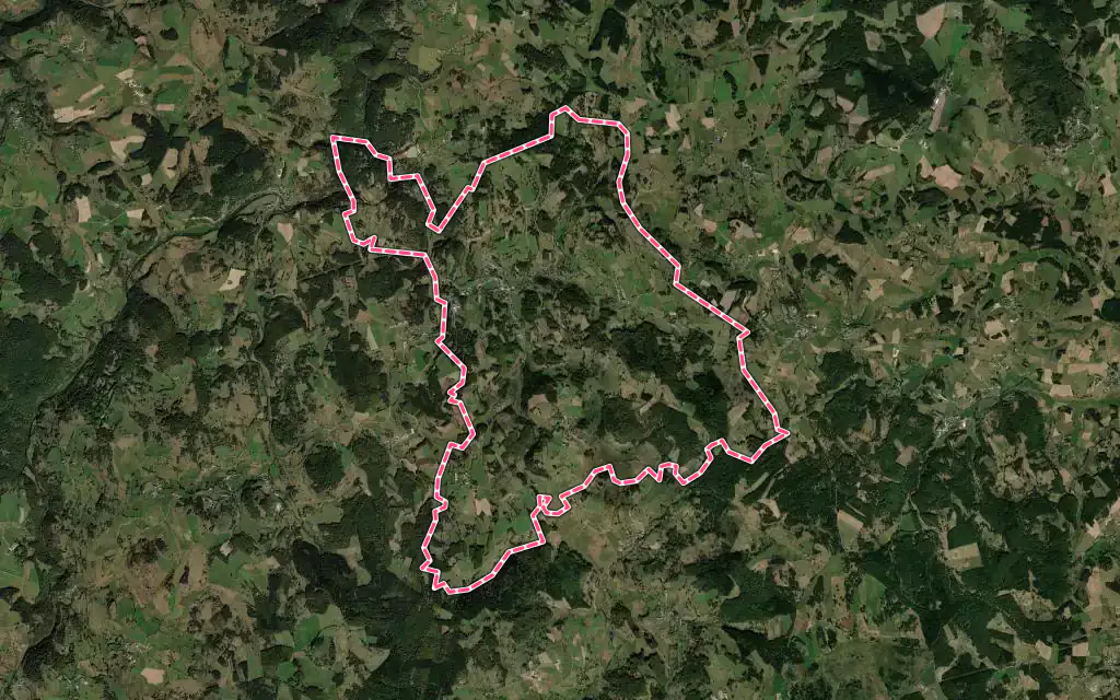 Vue satellite de Fournels avec ses contours administratifs