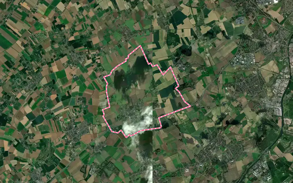 Vue satellite de Fournes-en-Weppes avec ses contours administratifs