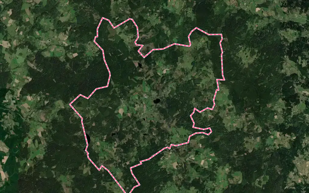 Vue satellite de Fournols avec ses contours administratifs