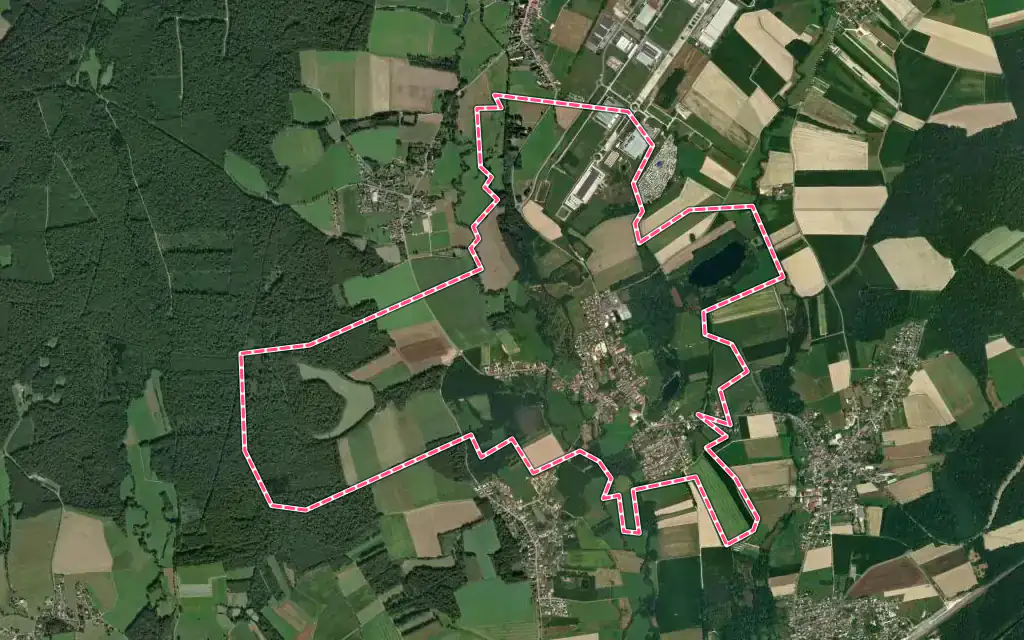 Vue satellite de Foussemagne avec ses contours administratifs