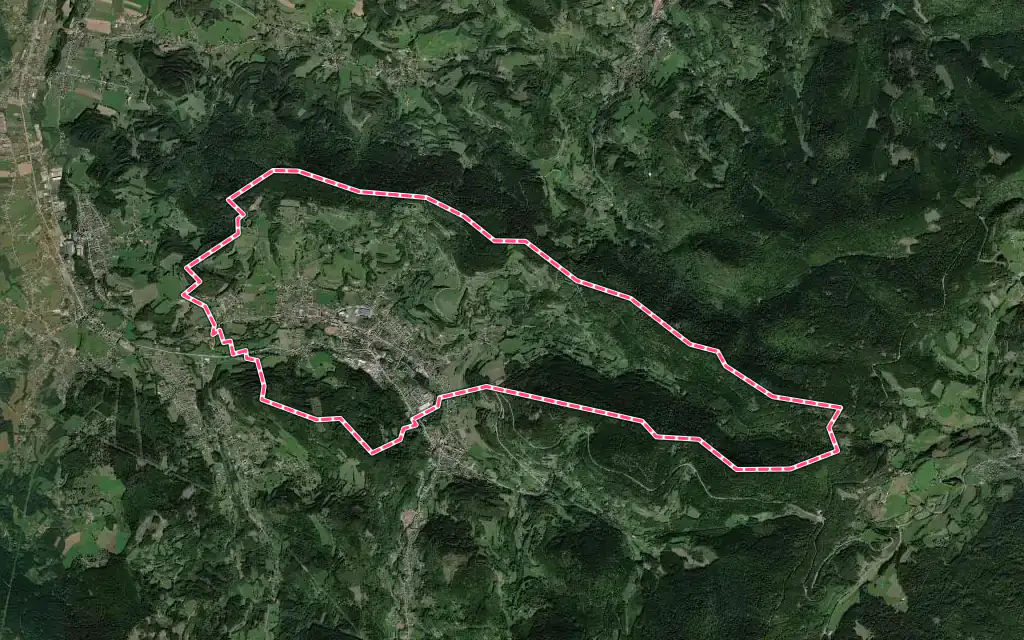 Vue satellite de Fraize avec ses contours administratifs