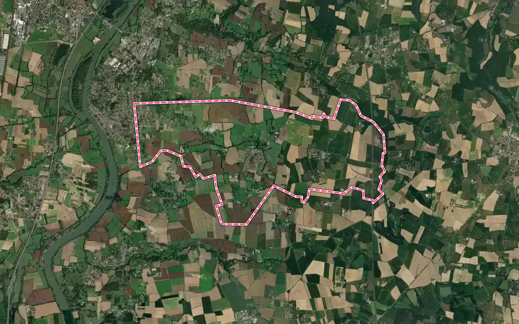 Vue satellite de Francheleins avec ses contours administratifs