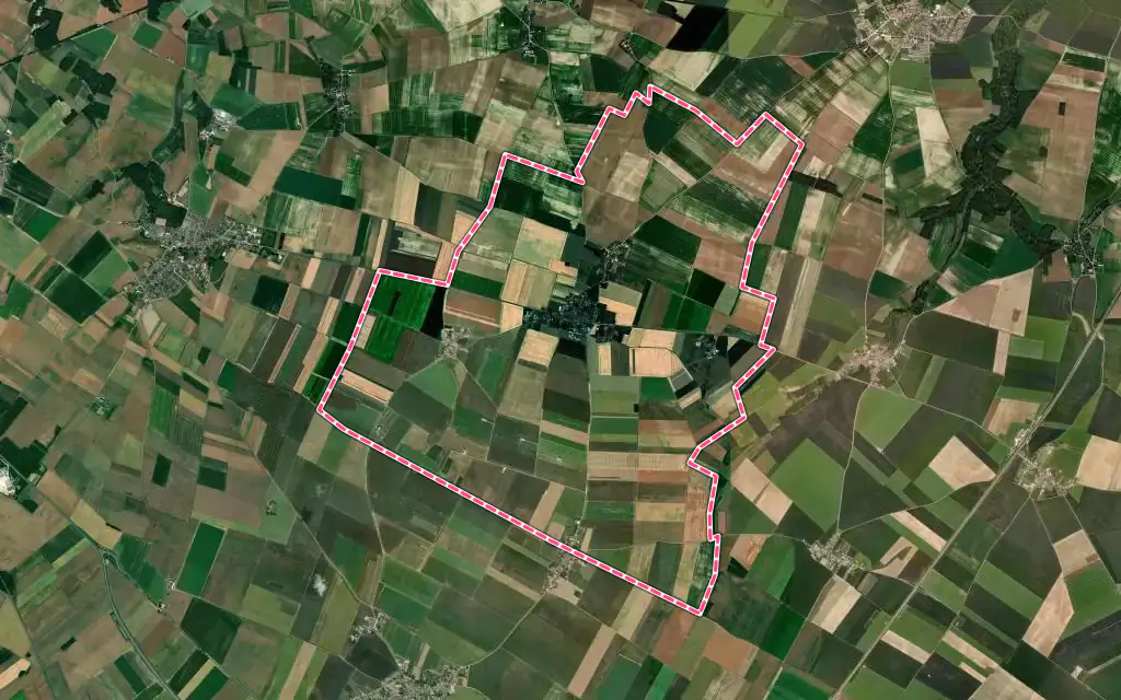 Vue satellite de Francourville avec ses contours administratifs
