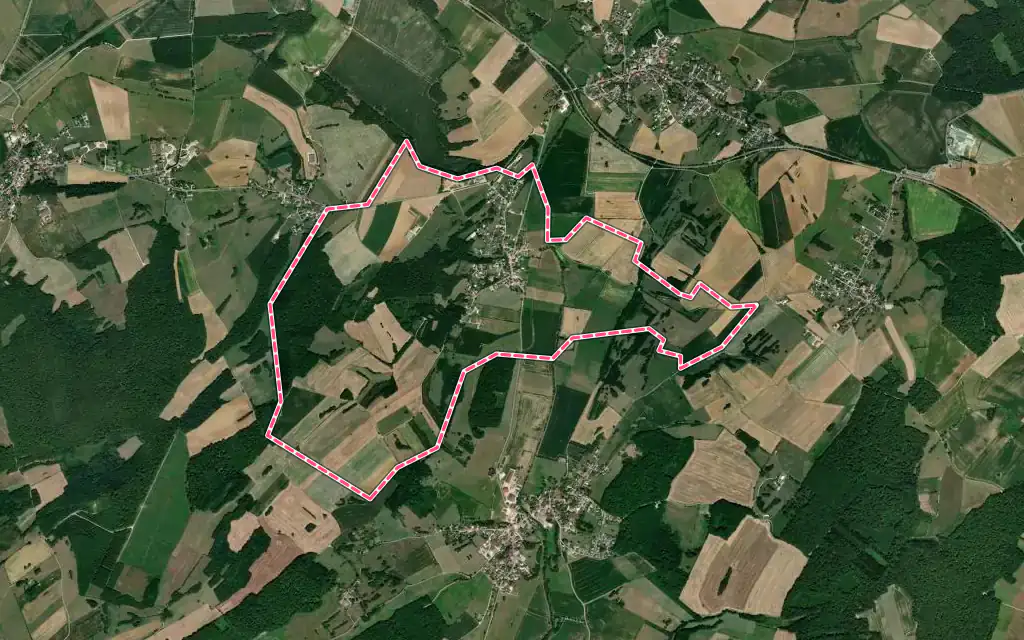 Vue satellite de Franey avec ses contours administratifs