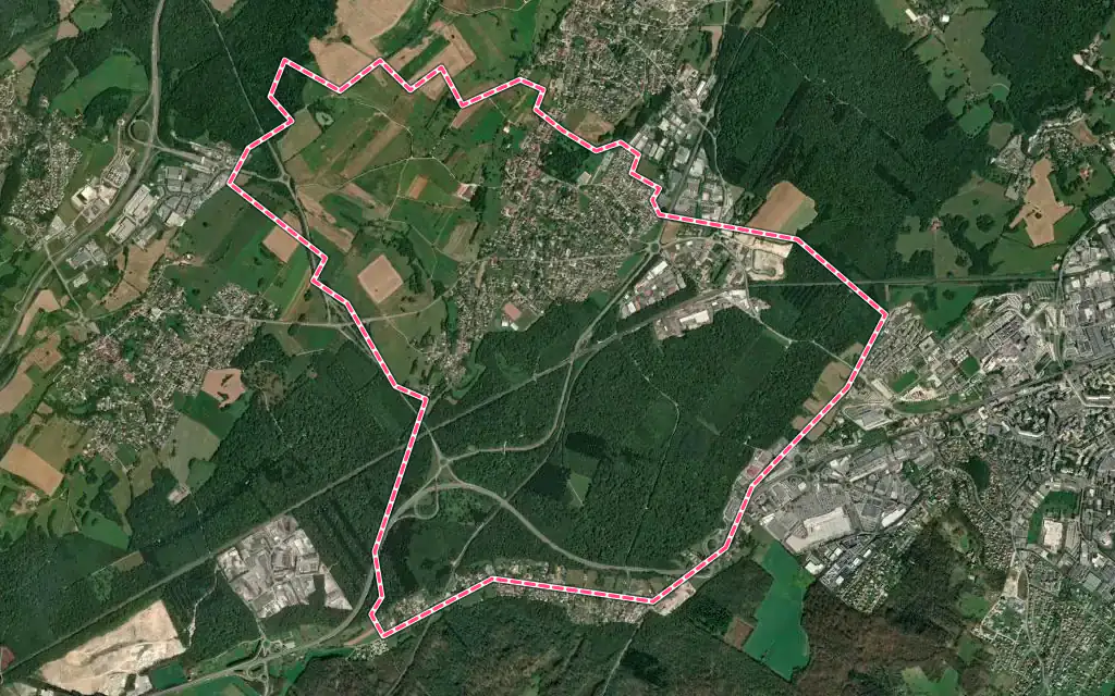 Vue satellite de Franois avec ses contours administratifs