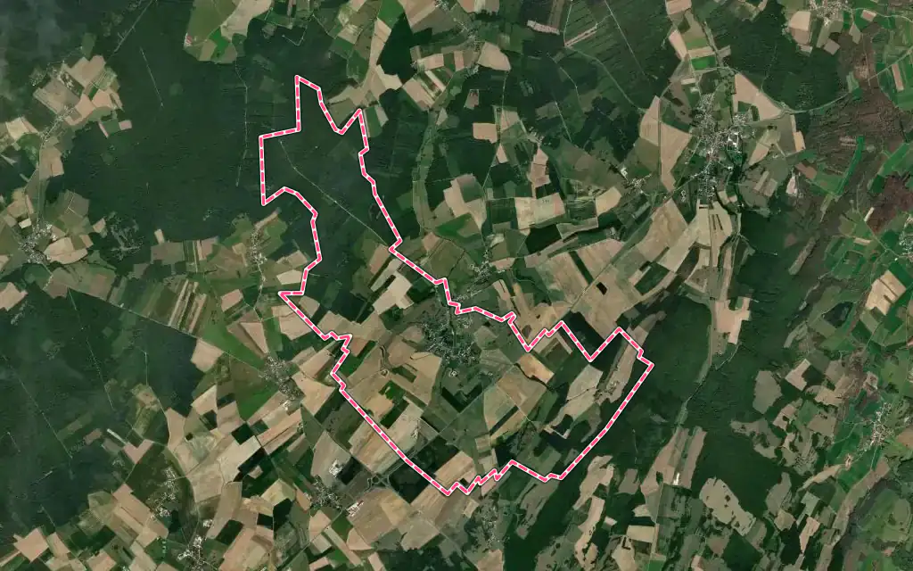 Vue satellite de Frasne-le-Château avec ses contours administratifs