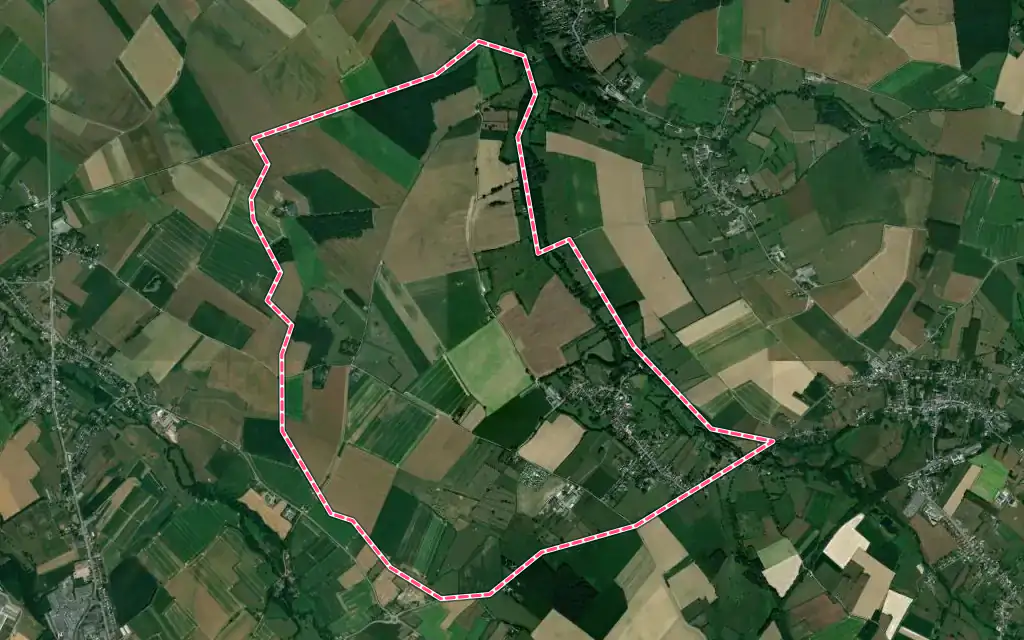 Vue satellite de Frasnoy avec ses contours administratifs
