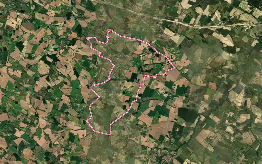 Vue satellite de Frégouville avec ses contours administratifs