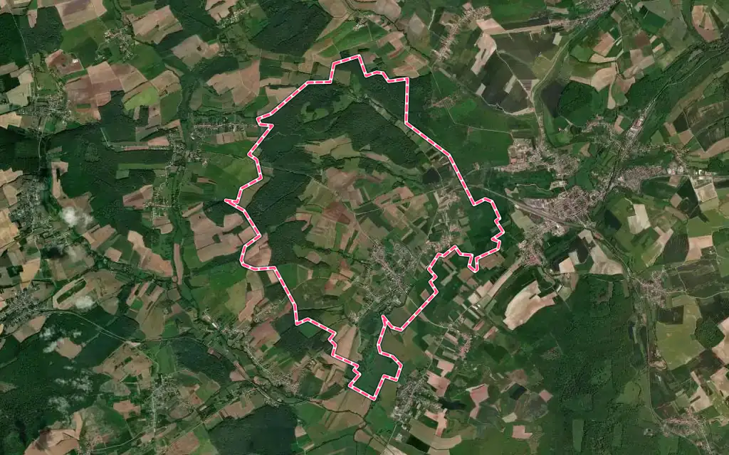 Vue satellite de Freistroff avec ses contours administratifs