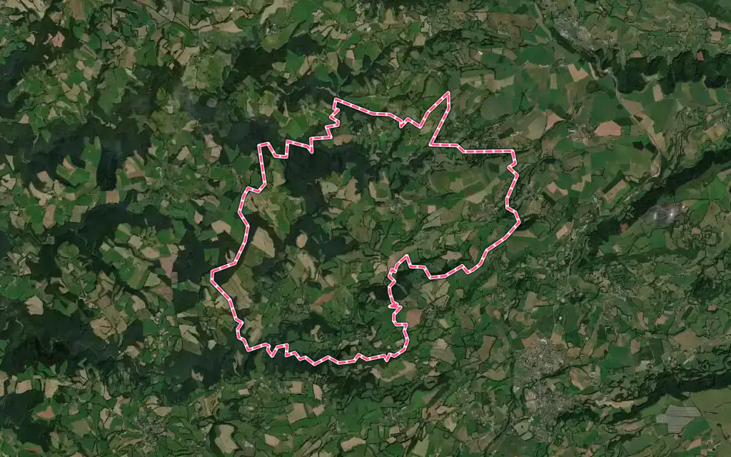Vue satellite de Freix-Anglards avec ses contours administratifs
