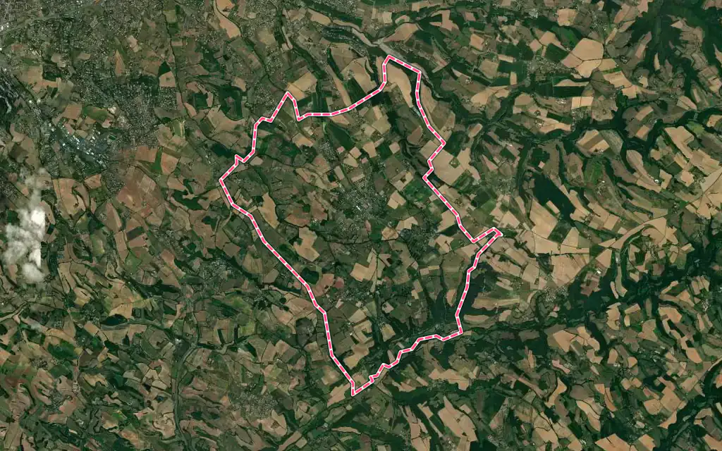 Vue satellite de Fréjairolles avec ses contours administratifs