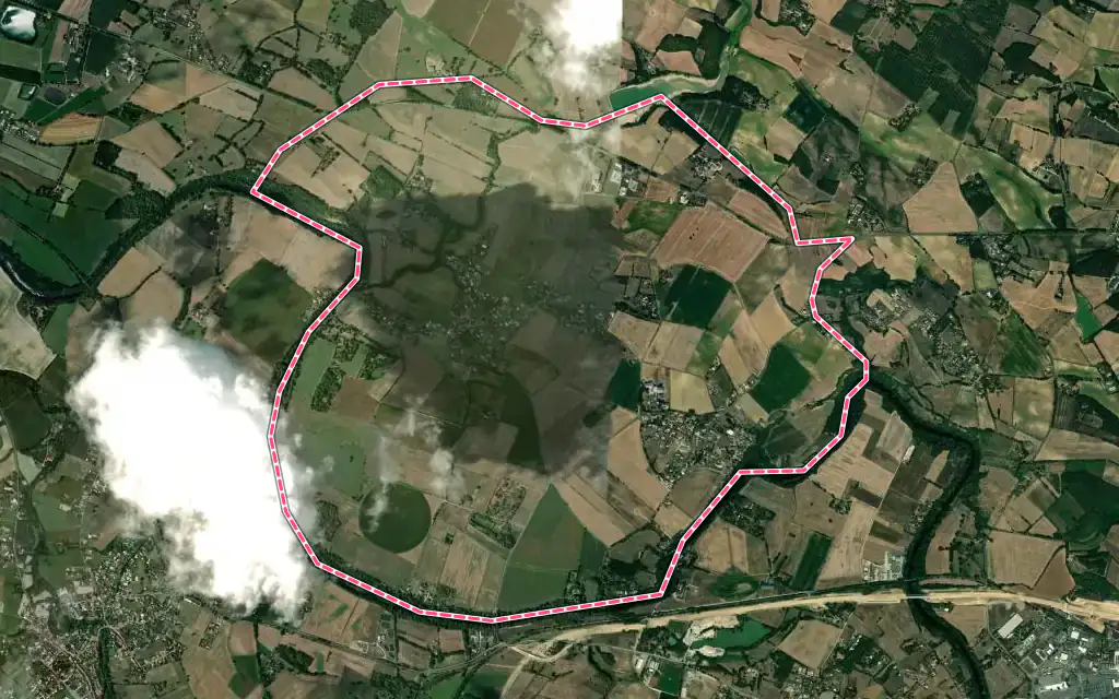 Vue satellite de Fréjeville avec ses contours administratifs