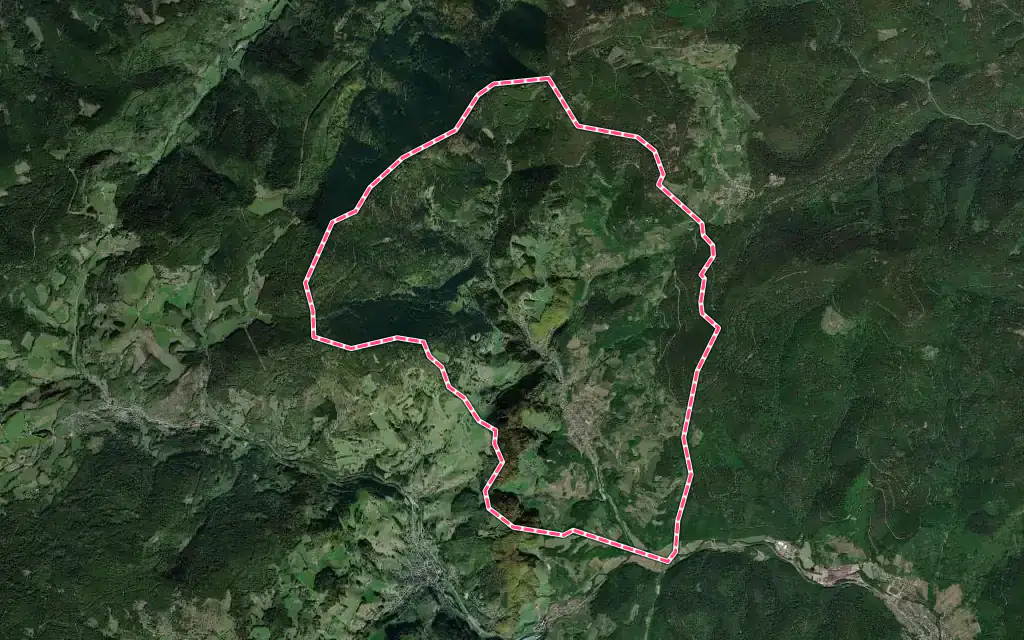 Vue satellite de Fréland avec ses contours administratifs