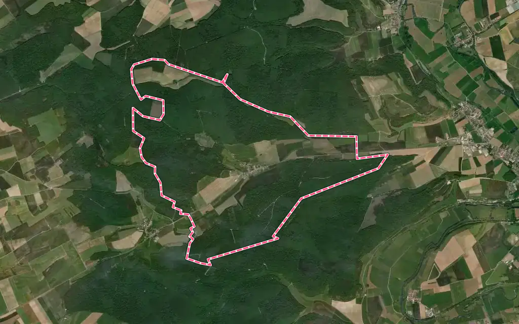 Vue satellite de Fresnes-au-Mont avec ses contours administratifs
