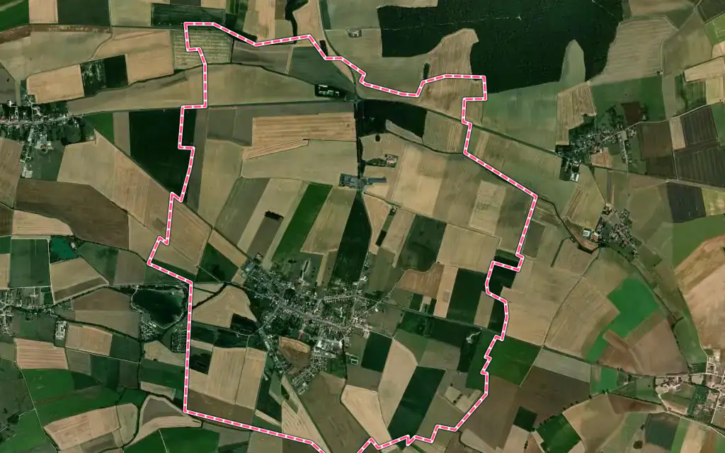 Vue satellite de Fresnes-en-Woëvre avec ses contours administratifs