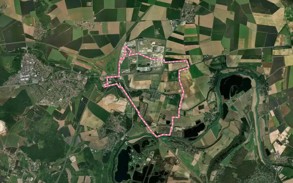 Vue satellite de Fresnes-sur-Marne avec ses contours administratifs