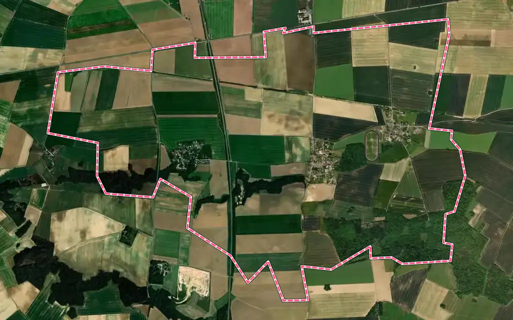 Vue satellite de Fresnoy-le-Luat avec ses contours administratifs