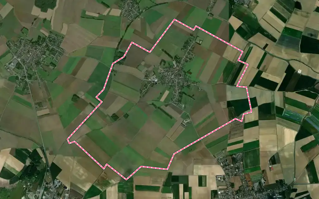 Vue satellite de Fressain avec ses contours administratifs