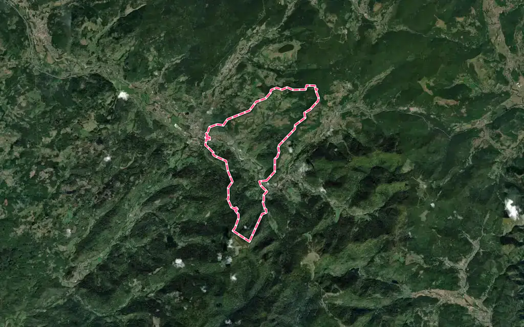 Vue satellite de Fresse-sur-Moselle avec ses contours administratifs