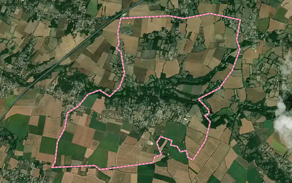 Vue satellite de Fressines avec ses contours administratifs