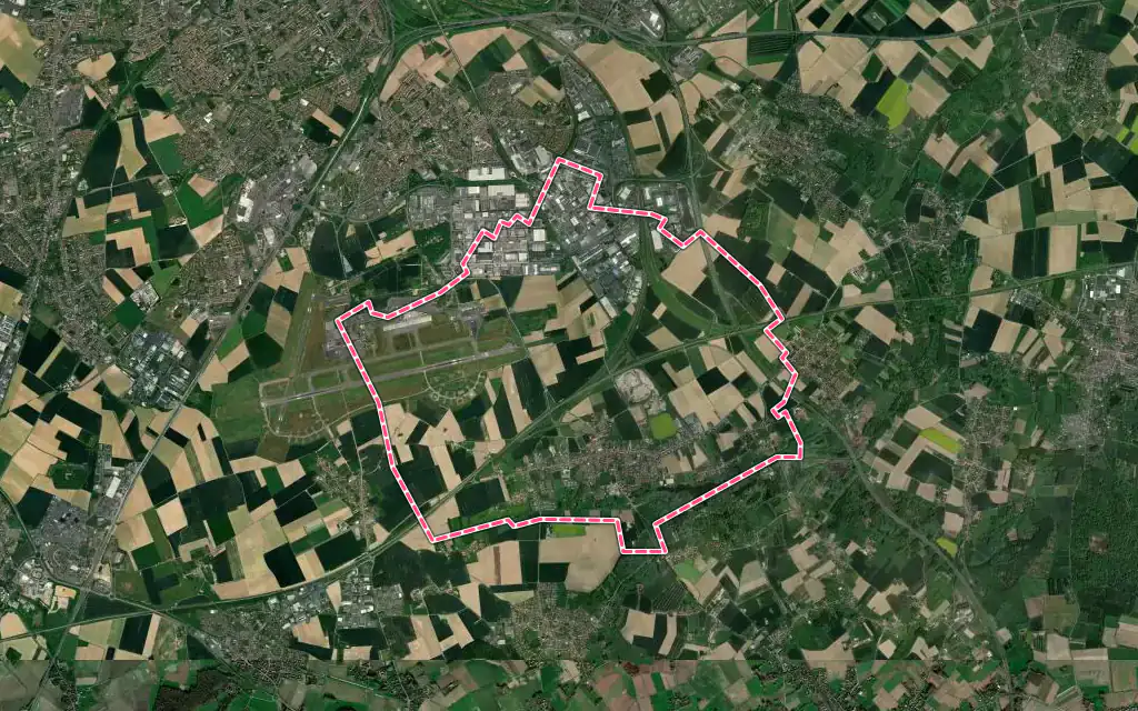 Vue satellite de Fretin avec ses contours administratifs