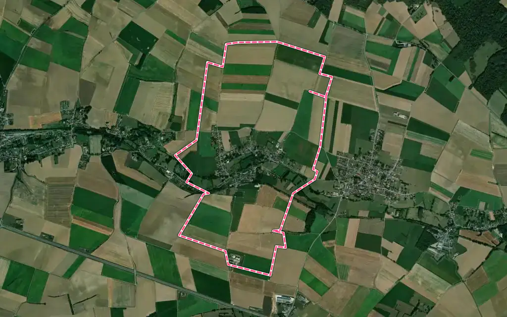 Vue satellite de Frévin-Capelle avec ses contours administratifs