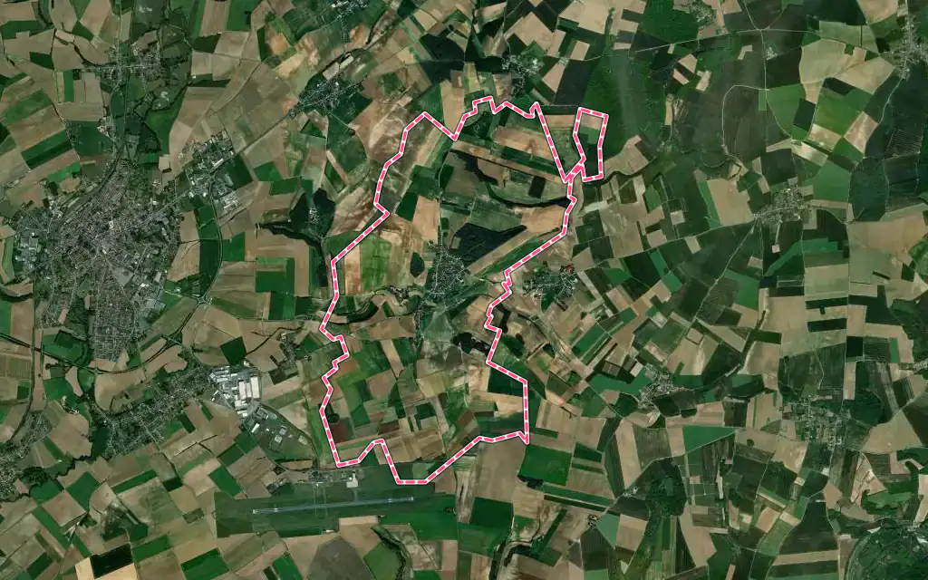 Vue satellite de Fricourt avec ses contours administratifs