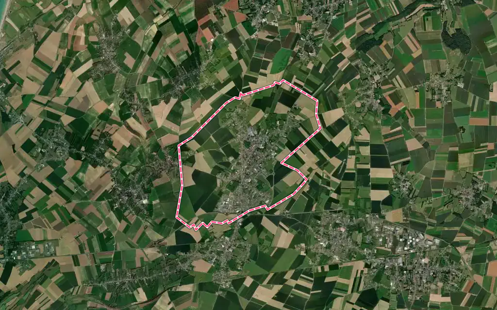 Vue satellite de Friville-Escarbotin avec ses contours administratifs