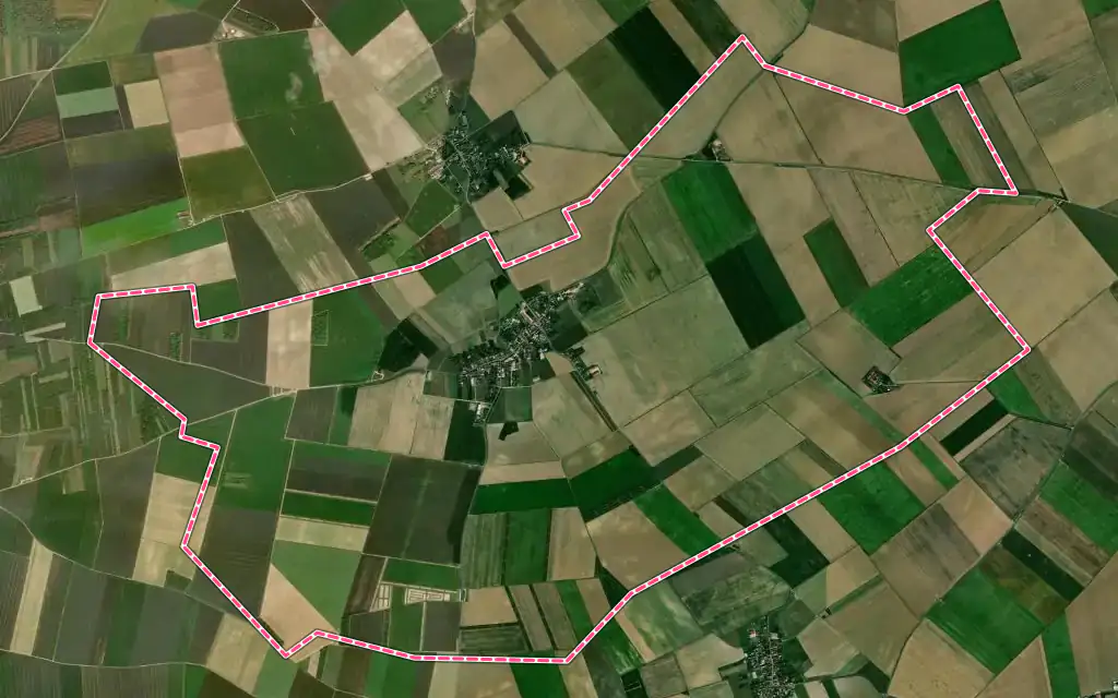 Vue satellite de Fromont avec ses contours administratifs