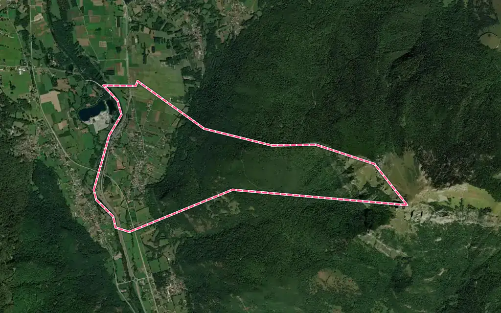 Vue satellite de Fronsac avec ses contours administratifs
