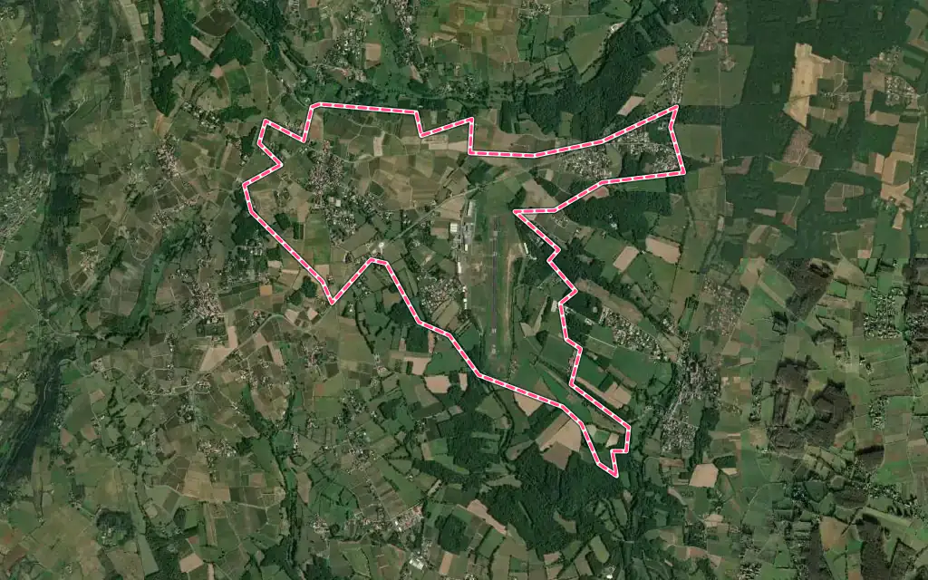 Vue satellite de Frontenas avec ses contours administratifs