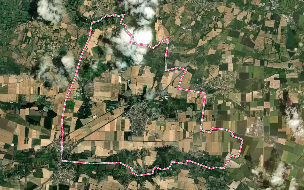 Vue satellite de Frontenay-Rohan-Rohan avec ses contours administratifs