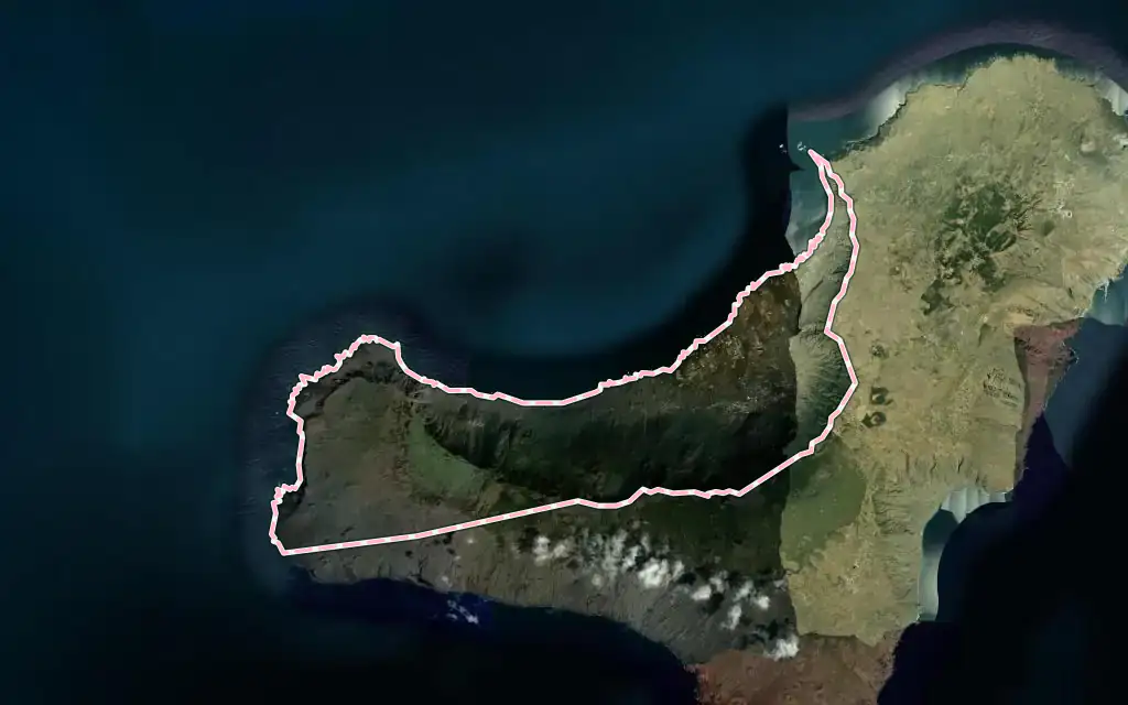 Vista satélite de Frontera con su contorno administrativo