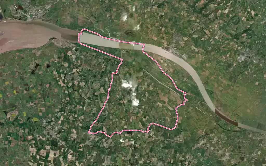 Vue satellite de Frossay avec ses contours administratifs