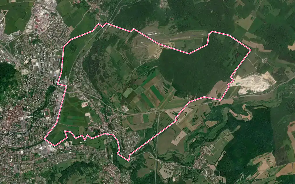 Vue satellite de Frotey-lès-Vesoul avec ses contours administratifs