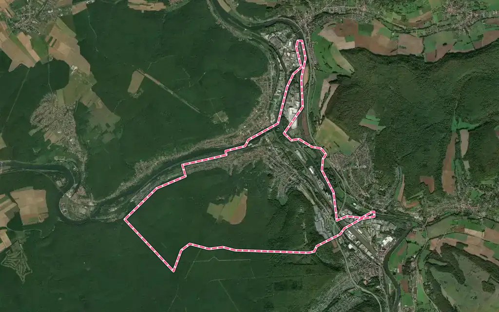 Vue satellite de Frouard avec ses contours administratifs