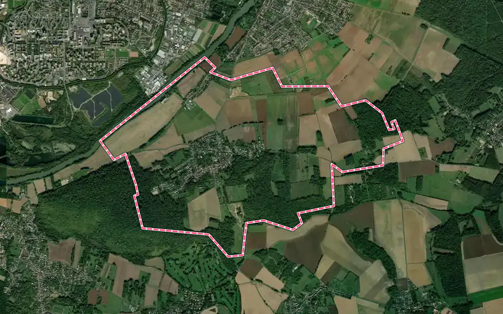 Vue satellite de Fublaines avec ses contours administratifs