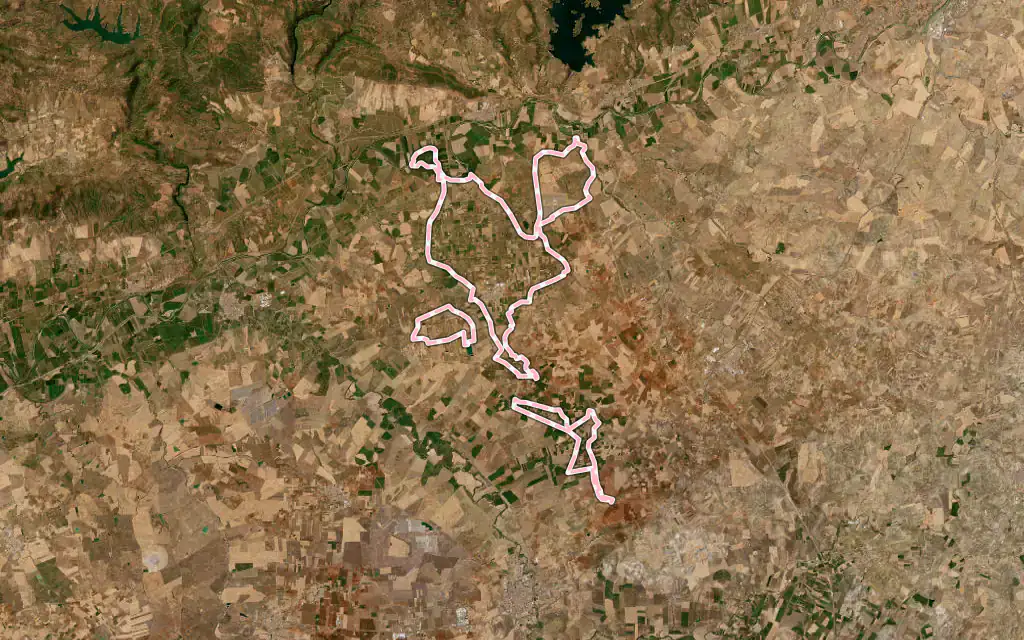 Vista satélite de Fuente Palmera con su contorno administrativo