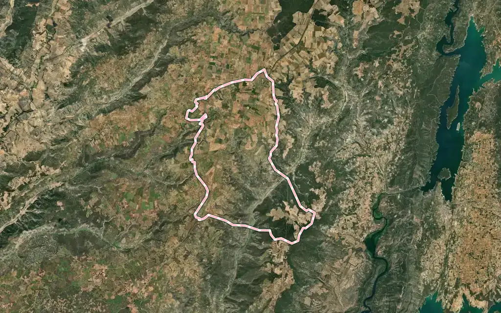 Vista satélite de Fuentelencina con su contorno administrativo