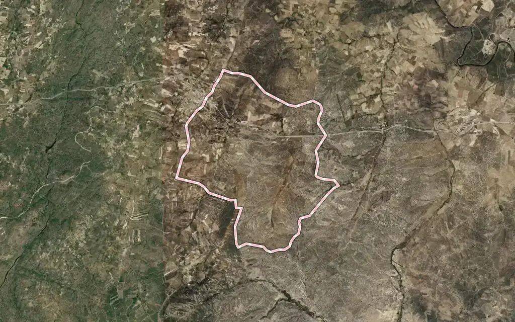 Vista satélite de Fuentes de Oñoro con su contorno administrativo