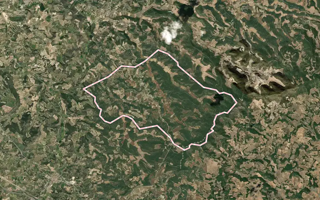 Vista satélite de Fulleda con su contorno administrativo