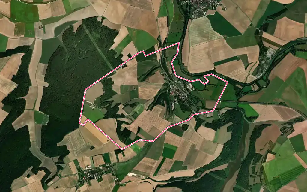 Vue satellite de Fulvy avec ses contours administratifs