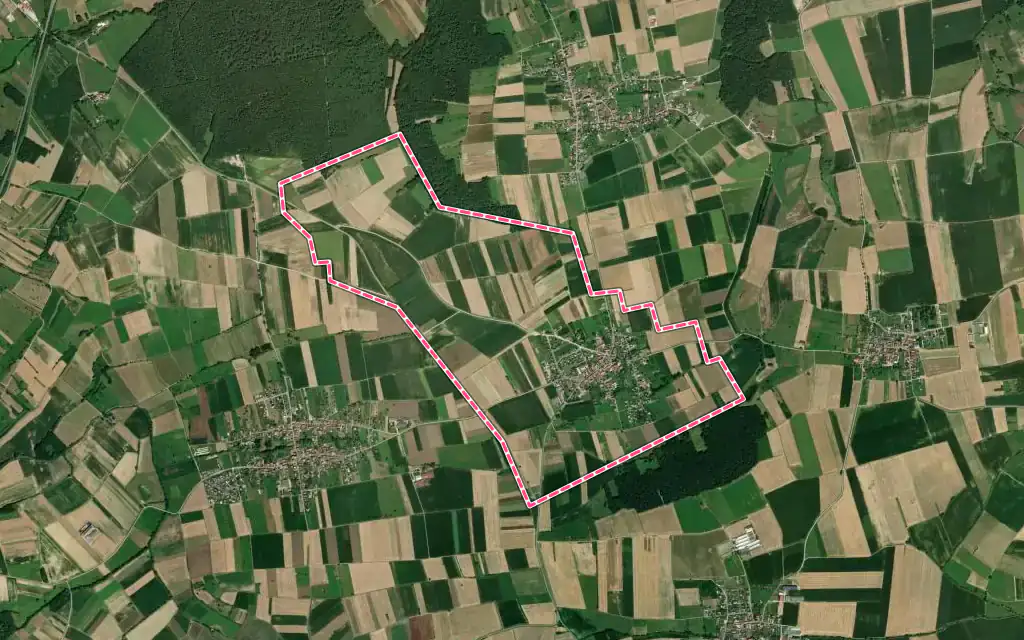 Vue satellite de Furchhausen avec ses contours administratifs