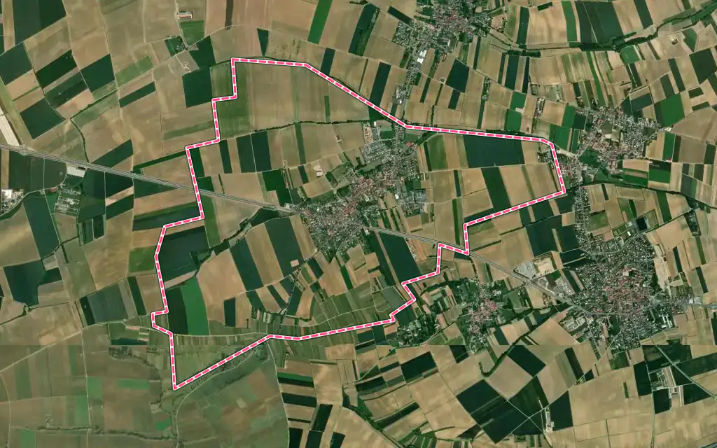 Vue satellite de Furdenheim avec ses contours administratifs