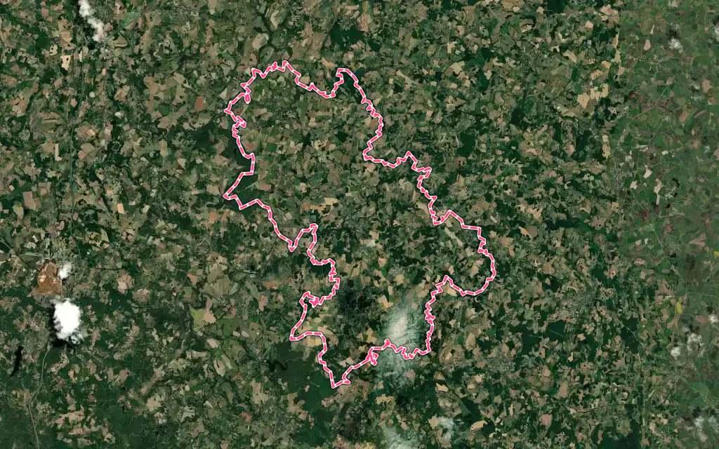 Vue satellite de Fursac avec ses contours administratifs
