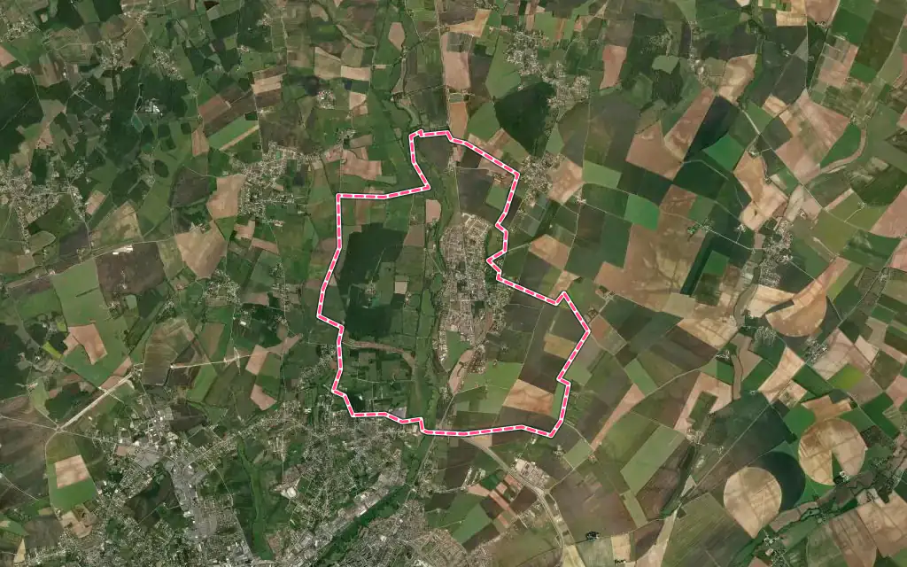 Vue satellite de Fussy avec ses contours administratifs