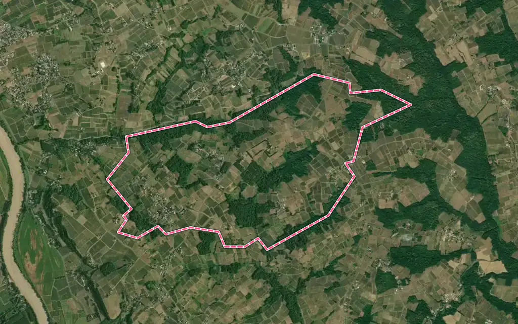 Vue satellite de Gabarnac avec ses contours administratifs