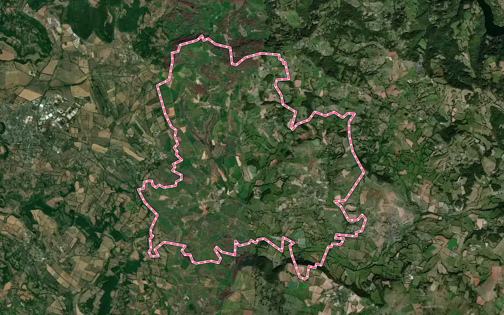 Vue satellite de Gabriac avec ses contours administratifs