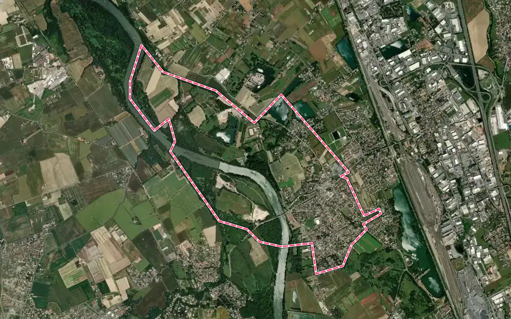 Vue satellite de Gagnac-sur-Garonne avec ses contours administratifs